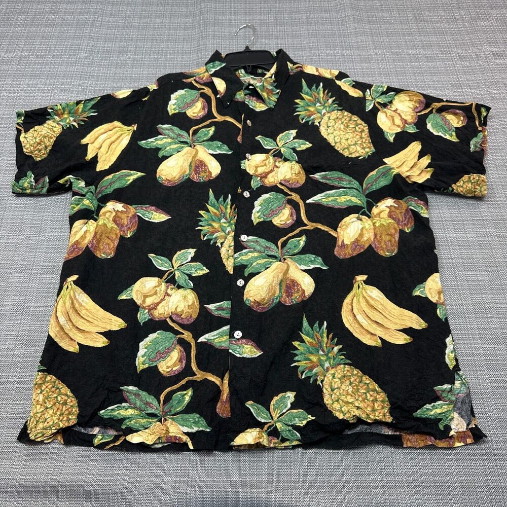 Tori Richard Hawaiian Shirt Mens 1X Big‎ Fruit Beach Vacation Pearl Button Camp